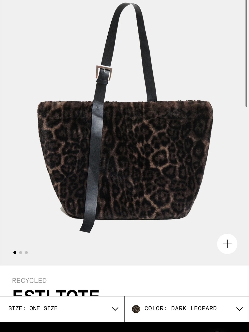 Dark Leopard Faux-Fur Tote Bag with Black Strap-APPARIS